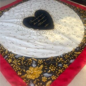 Moschino Red, Black, and Gold Floral Scarf